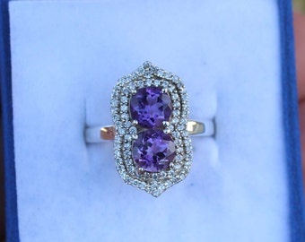 Natural Amethyst Ring , 925 Sterling Silver Ring , Round Amethyst Ring , Purple Amethyst Ring, Anniversary Ring , Women Ring , Handmade Ring