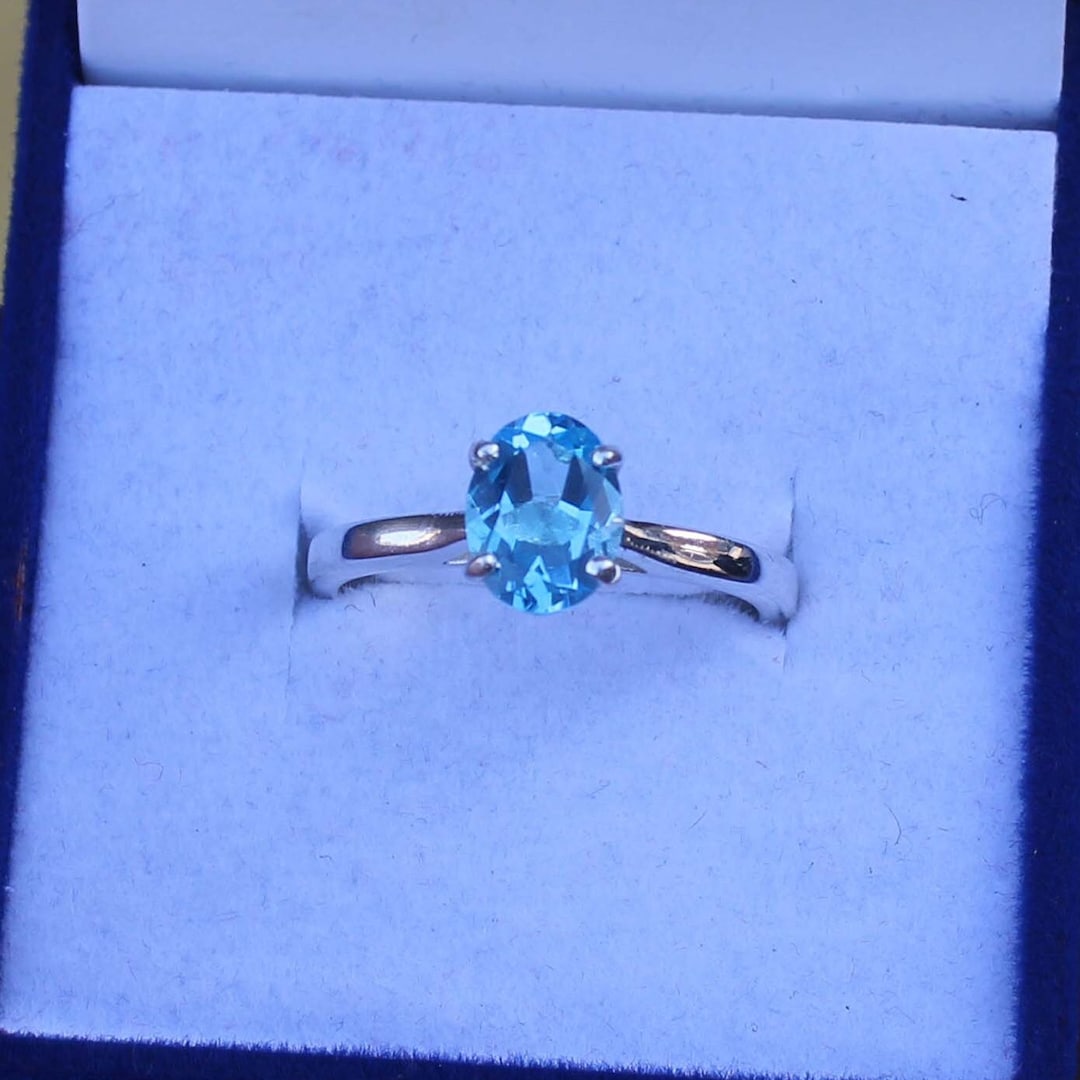 Swiss Blue Topaz, Wedding Ring, Women's Gift Ring, 925 Sterling Silver