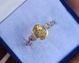 Citrine Ring, 925 Sterling Silver Ring, Oval Ring, Gemstone Ring, Boho Ring, Statement Ring, Handmade Ring, Women Ring, Yellow Citrine Ring