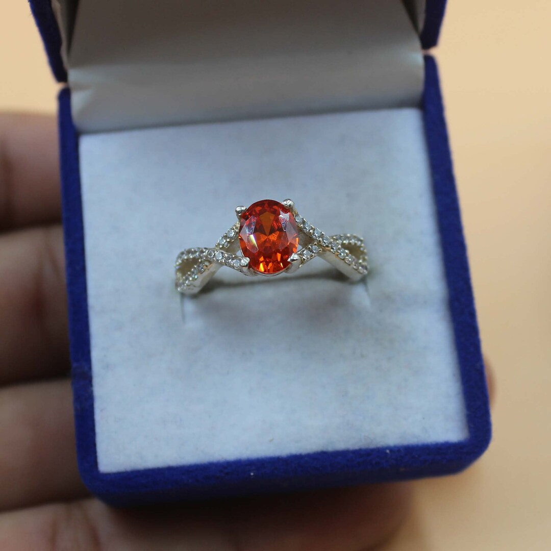 Orange Zircon Gemstone Ring Wedding Ring Engagement Ring Etsy