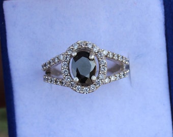 Elegant Black Spinel Ring | Sterling Silver Gemstone Jewelry