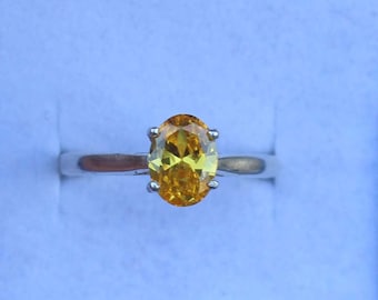 Yellow sapphire ring, oval cut Yellow sapphire ring, 925 sterling silver ring, Wedding Yellow sapphire ring, Lab grown Yellow sapphire ring