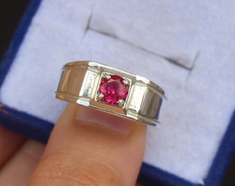 Anillo de rubí, anillo de plata de ley sólida 925, anillo de plata hecho a mano, anillo para mujer, anillo de boda, anillo de rubí ovalado, anillo de piedra roja