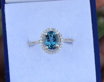 Natural London Blue Topaz Ring- Sterling Silver Ring- Topaz Engagement Ring- Promise Ring- November Birthstone- Blue Gemstone-Gift For Her