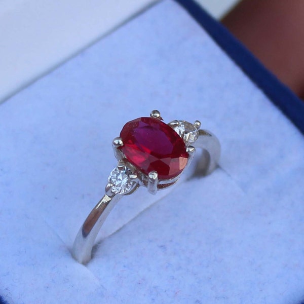 Ruby Gemstone Ring Engagement Ring Wedding Ring Bride Promise Ring Prong Set Ring 925 Sterling Silver Ring Gift For Women