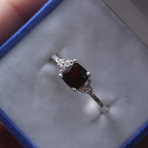 Dainty Red Garnet 925 Solid Sterling Silver Natural Garnet Gemstone Ring Handmade Silver Ring Jewelry Making Garnet Ring