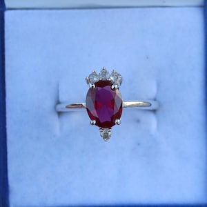 Ruby Ring Sterling Silver Ring Gemstone Engagement Ring For Women Dainty Promise Ring July Birthstone Anniversary Birthday Gift For Her