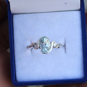 Handmade Aquamarine Ring: Oval Gemstone, 925 Sterling Silver