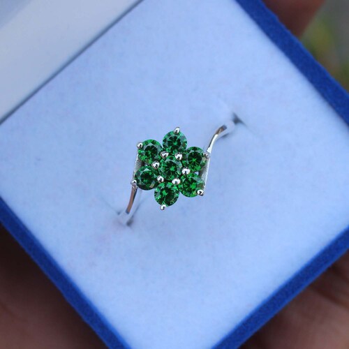 Belle bague verte émeraude - bague en argent sterling 925 - bague de fiançailles - bague d'anniversaire pour femme - bague de mariage vintage - cadeau pour femme