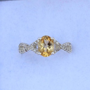 Citrine Ring: Oval Gemstone Sterling Silver Promise Ring
