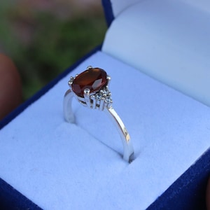 Beautiful Natural Garnet Ring, 925 Sterling Silver Ring, Gemstone Handmade Jewelry, Anniversary Ring, January Birthstone Ring, Gift For Her