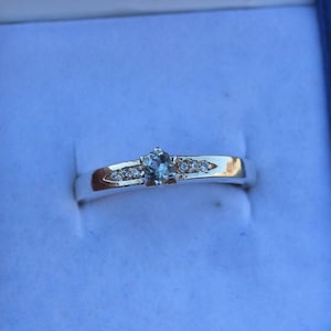 Aquamarine Ring: 925 Sterling Silver, March Birthstone Promise Ring