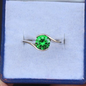 Emerald Ring, 925 Sterling Silver Ring, Handmade Ring, Engagement Ring, Silver Ring, Wedding Ring, Green Stone Ring, Gift for Her