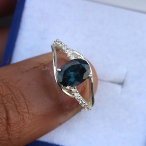 London Blue Topaz Ring: Oval Gem, Sterling Silver Promise Ring