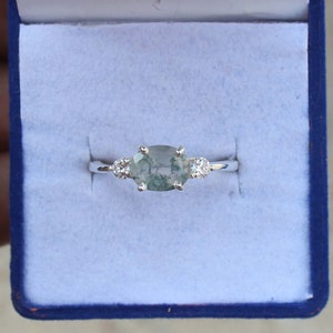 Natural Green Moss Agate Ring 925 Sterling Silver Ring Engagement Promise Ring Birthday Gemstone Anniversary Gift For Her 925 Vintage Ring