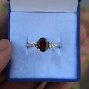 Mozambique Red Garnet Ring 925 Sterling Silver Handmade Ring Stackable Ring Garnet Ring Promise Ring Gift for her Promise Ring