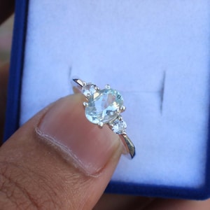 Aquamarine Engagement Ring Aquamarine Ring Promise Ring Vintage Aquamarine Ring Birthstone Ring Sterling Silver Ring for Women