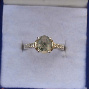 Moss Agate Engagement Ring: Sterling Silver Vine Ring, Nature Inspired