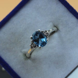 London Blue Topaz Ring- Sterling Silver Ring- Engagement Ring- Promise Ring- November Birthstone- Blue Gemstone- Birthday Gift For Her