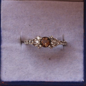 Smoky Quartz Ring: 925 Sterling Silver, Round Brown Stone