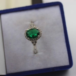 Oval Emerald Ring: Sterling Silver May Birthstone Promise Ring