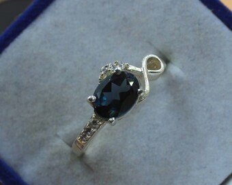 Natural London Blue Topaz Ring/ 925 Sterling Silver/ Solitaire Ring/ December Birthstone/ Gift For Her/ Gemstone Ring/ Wedding Silver Ring