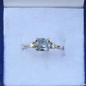 Sterling Silver Alexandrite Ring: Oval June Birthstone Promise Ring