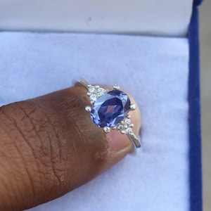 Vintage Tanzanite Ring 925 Sterling Silver Blue Engagement Ring Unique Anniversary Ring December Birthstone Ring Birthday Gift For Her