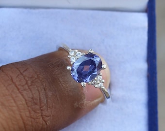 Anillo vintage de tanzanita, anillo de aniversario en plata de ley 925