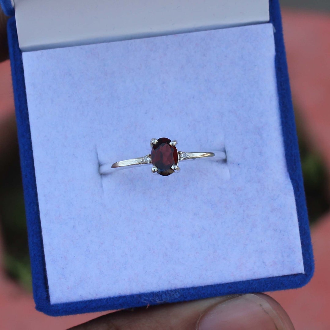 Natural Garnet Gemstone Ring Handmade Ring Oval Cut Ring - Etsy