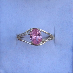 Lab Pink Sapphire Ring: Sterling Silver Engagement, Wedding Jewelry