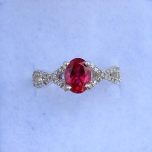 Oval Ruby Ring - Sterling Silver Birthstone Jewelry