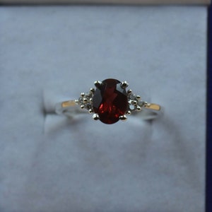 Natural Garnet Ring- Sterling Silver Ring- Red Gemstone Engagement Ring Promise Ring- January Birthstone- Anniversary Birthday Gift For Her