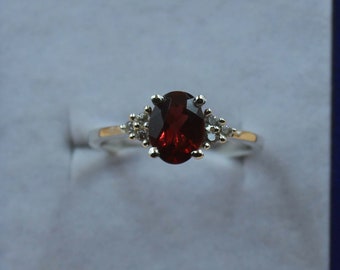 Oval Garnet Sterling Silver Ring: January Birthstone Promise Ring