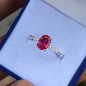 Red Ruby Ring 925 Sterling Silver Ring Oval Ruby Designer Ring Birthday Gift Promise Ring Oval Ring Women Ring Handmade Silver Ring