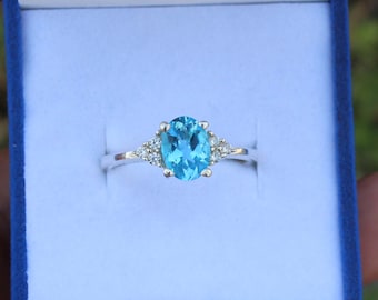 Elegant Swiss Blue Topaz Ring - Handcrafted Gemstone Jewelry