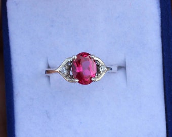 Mooie Lab Ruby Edelsteen Ring- 925 Sterling Zilveren Ring- Verlovingsring- Belofte Ring- Verjaardag Ring- Verklaring Ring- Cadeau voor haar