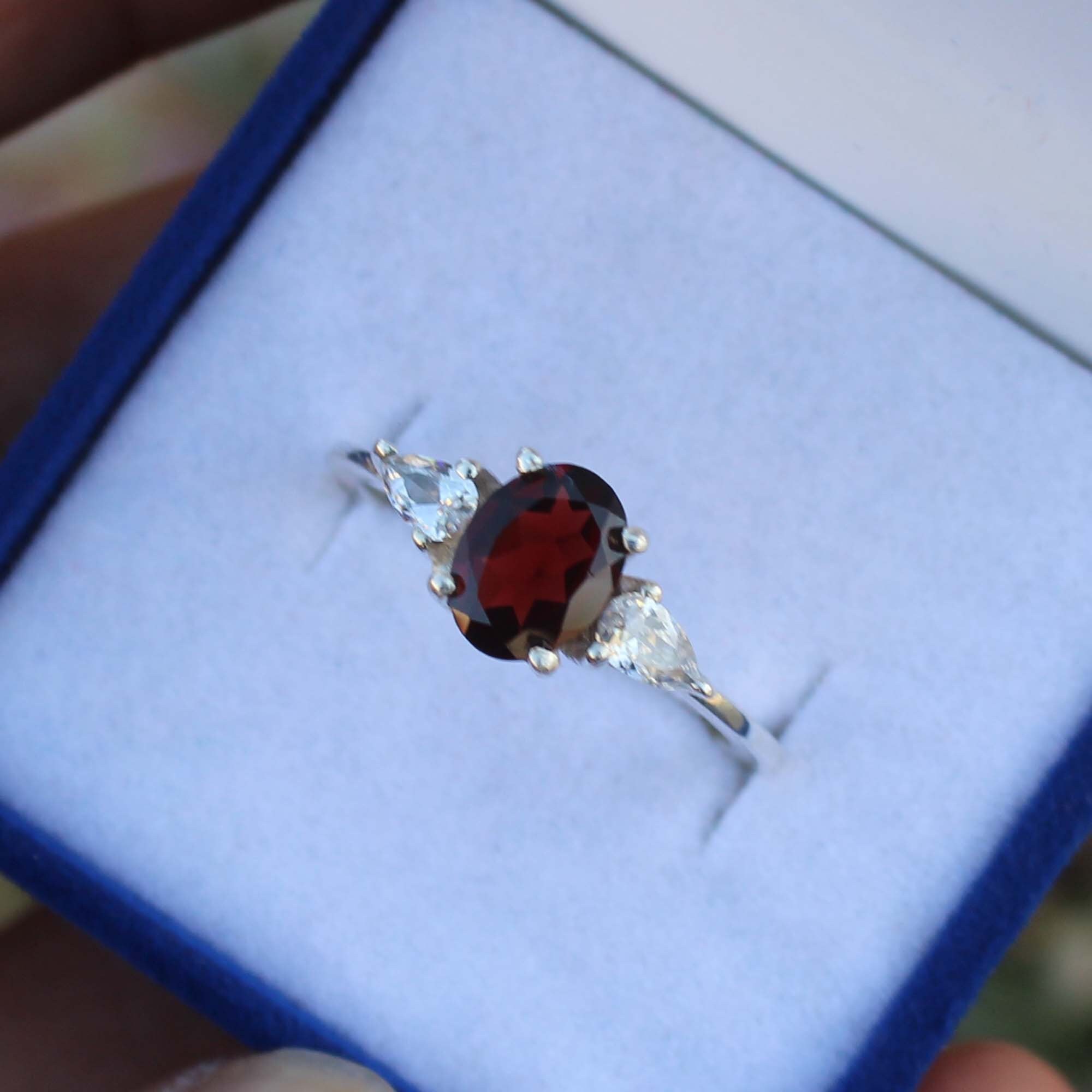 Red Engagement Ring Sterling Silver Solitaire Etsy