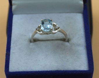 Aquamarine Ring Art Deco Aquamarine Engagement Ring Promise Ring March Birthstone Ring Anniversary Gift For Her Sterling Silver Ring