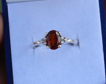 Handmade Oval Garnet Ring: 925 Sterling Silver January Birthstone