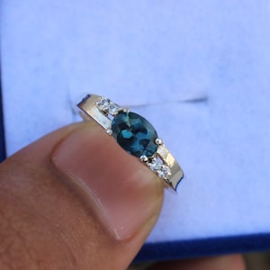 Natural London Blue Topaz Ring\ 925 Sterling Silver\ Solitaire Ring\ Statement Ring\ December Birthstone\ Blue Gemstone Ring\ Gift For Her