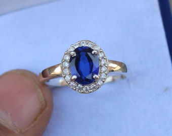 Oval Saphir Ring - Sterling Silber Blau Edelstein Verlobung Versprechen Ring für Frauen - September Birthstone - Jahrestag Geburtstagsgeschenk für Sie