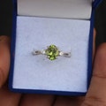 Peridot & Cubic Zirconia Ring: 925 Sterling Silver August Birthstone