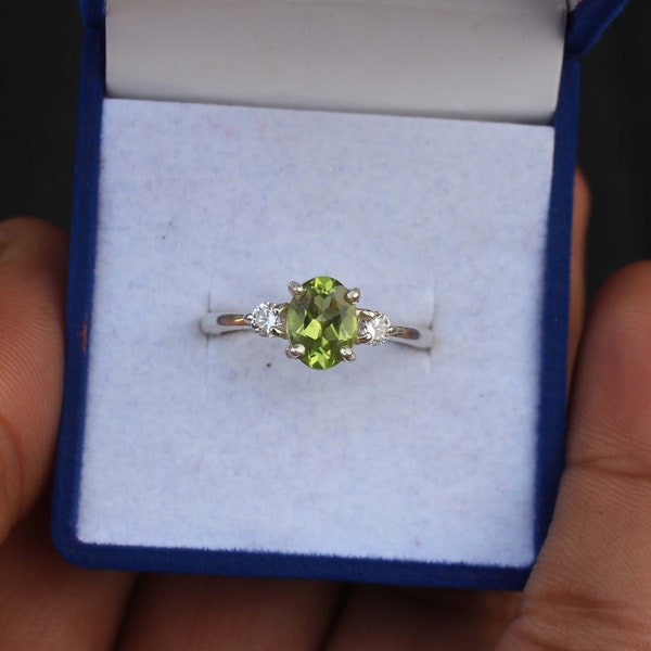 Natural Peridot Ring- 925 Sterling Silver Ring- Statement Ring- Engagement Ring- Handmade Ring- August Birthstone - Anniversary Gift for Her