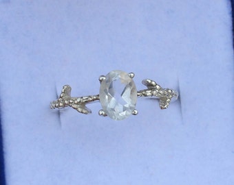 Handcrafted White Topaz Ring - Unique Women's Birthstone Jewelry