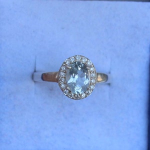 Oval Aquamarine Ring: Sterling Silver Engagement, March Birthstone