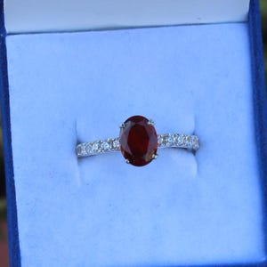 Natural Hessonite Garnet Gemstone Ring- Engagement Ring- Promise Ring- Statement Ring- 925 Sterling Silver Ring- Wedding Ring- Gift For Her