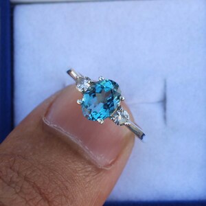 Natural London Blue Topaz Ring Sterling Silver Ring Engagement Ring Promise Ring November Birthstone Anniversary Birthday Gift For Her