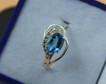 Designer Swiss Blue Topaz Ring, Natural Blue Topaz Gemstone, Sterling Silver, Swirling Dainty Ring, December Birthstone, Unique Gift For Her