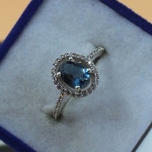 Oval London Blue Topaz Ring: 925 Sterling Silver Engagement Ring